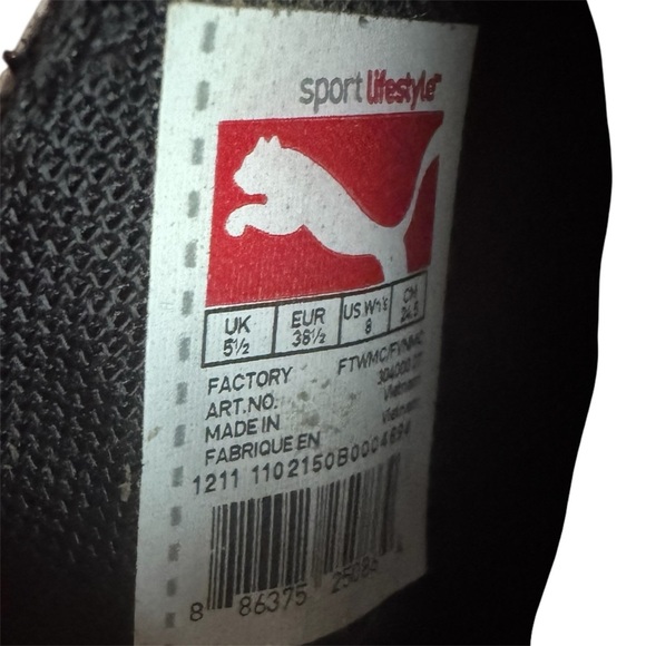 Y2K 2000s Puma Archive Black/Silver Ballet Flats US 8 - Picture 5 of 7
